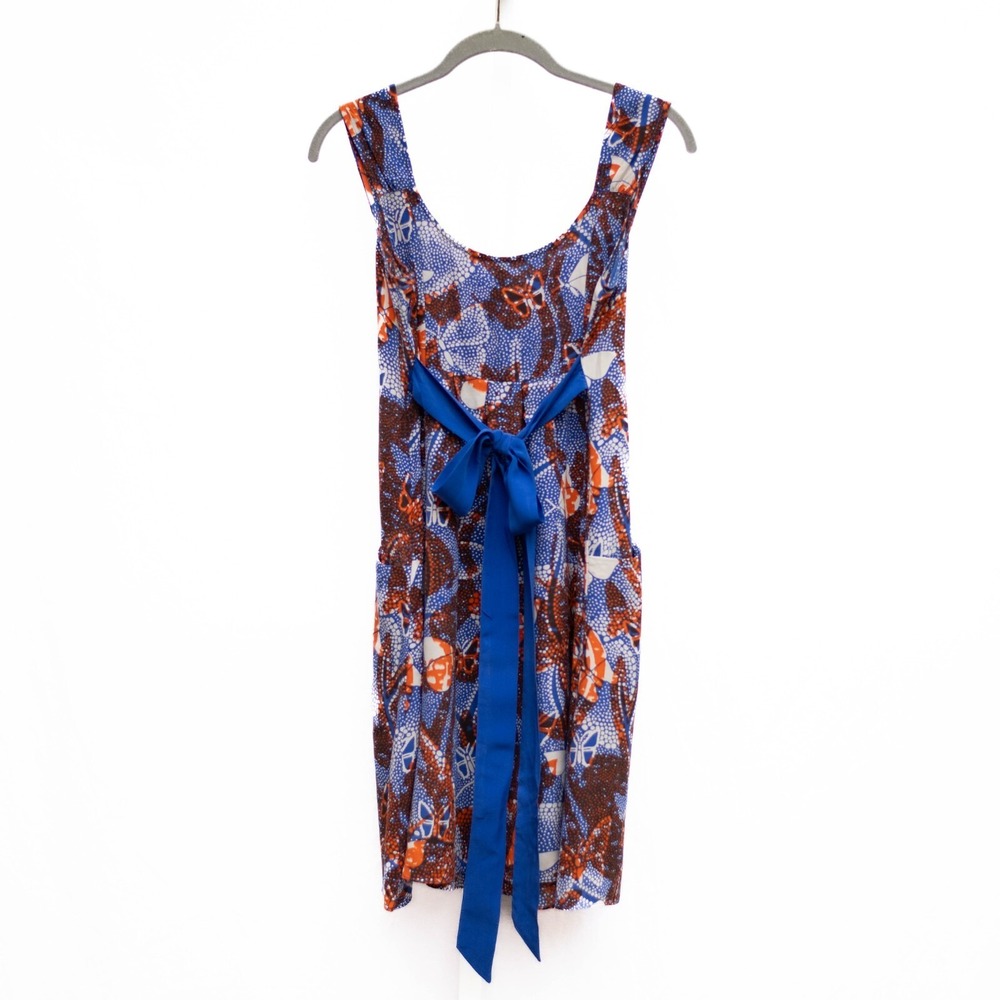 Maeve Anthropologie Silk Dress Womens 2 Butterfly Print Blue Orange Pockets